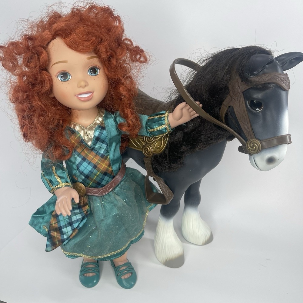 Disney My First Princess Toddler Doll Brave Merida & Angus Horse RARE Saddle